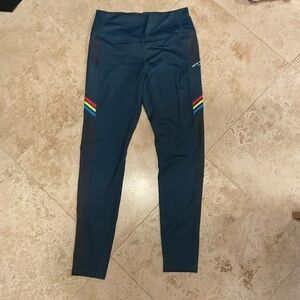 Teal New Belgium Brewery workout pants.